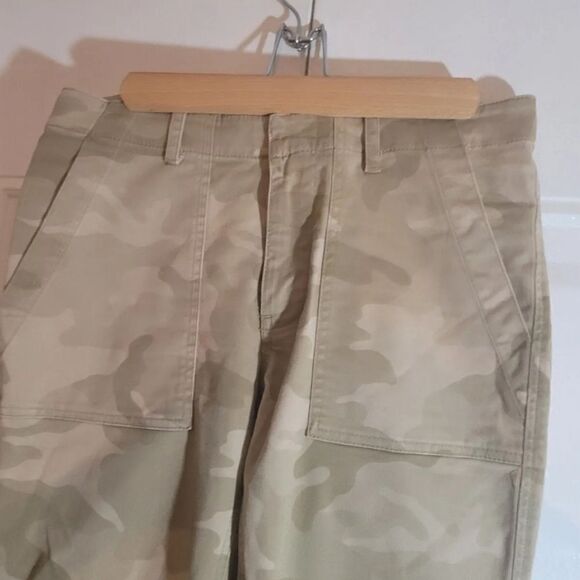NILI Lotan Jenna Pants Sz2 Brown Camo Trousers Cotton khaki Stretch NWOT Raw Hem - Picture 4 of 9